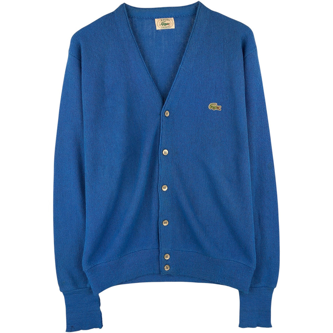 80'S Lacoste IZOD Acrylic Knit Cardigan Made in USA Men's M Size Vintage acrylic blue type Vintage Second Hand