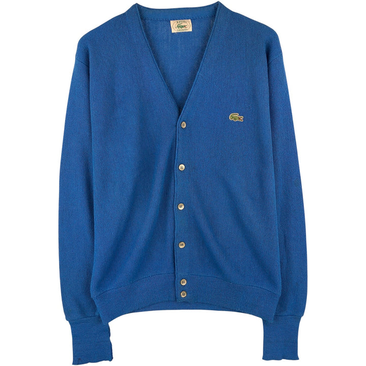 80'S Lacoste IZOD Acrylic Knit Cardigan Made in USA Men's M Size Vintage acrylic blue type Vintage Second Hand