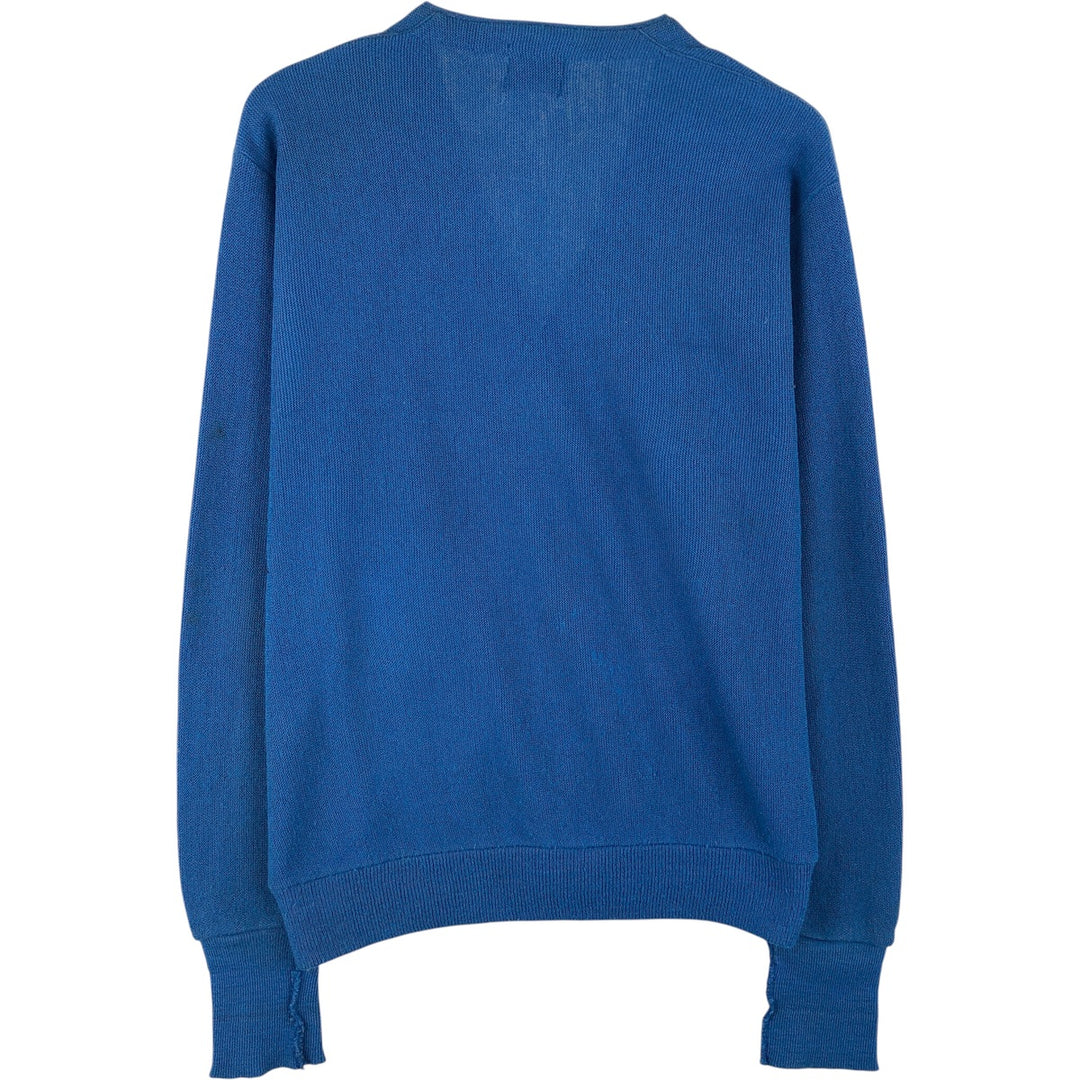 80'S Lacoste IZOD Acrylic Knit Cardigan Made in USA Men's M Size Vintage acrylic blue type Vintage Second Hand