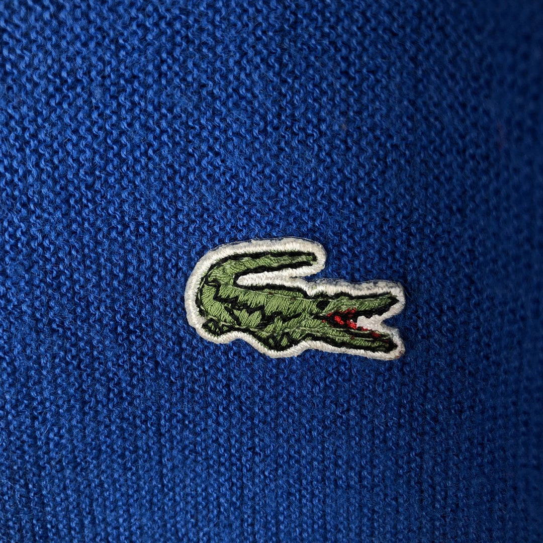 80'S Lacoste IZOD Acrylic Knit Cardigan Made in USA Men's M Size Vintage acrylic blue type Vintage Second Hand