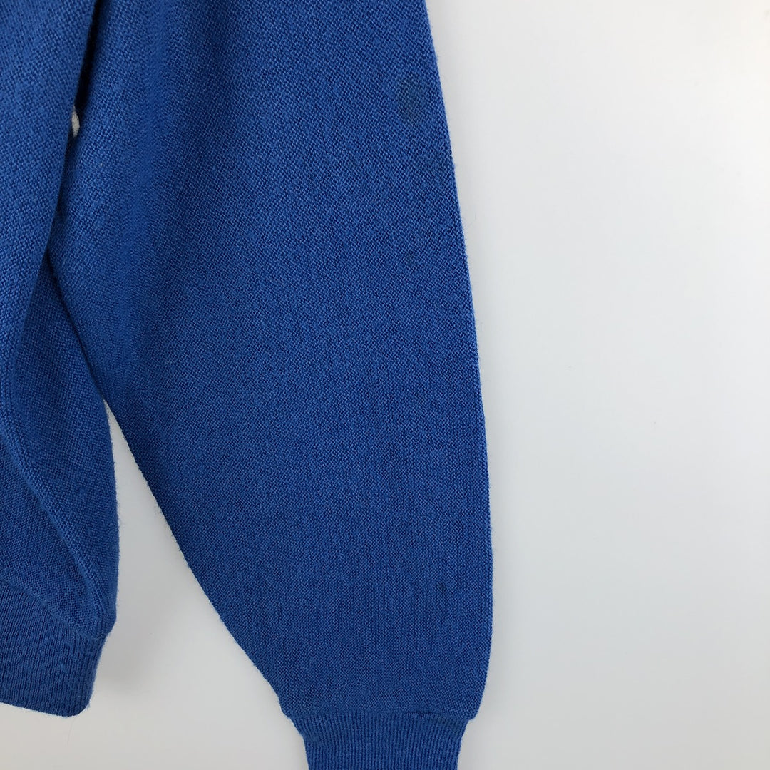 80'S Lacoste IZOD Acrylic Knit Cardigan Made in USA Men's M Size Vintage acrylic blue type Vintage Second Hand