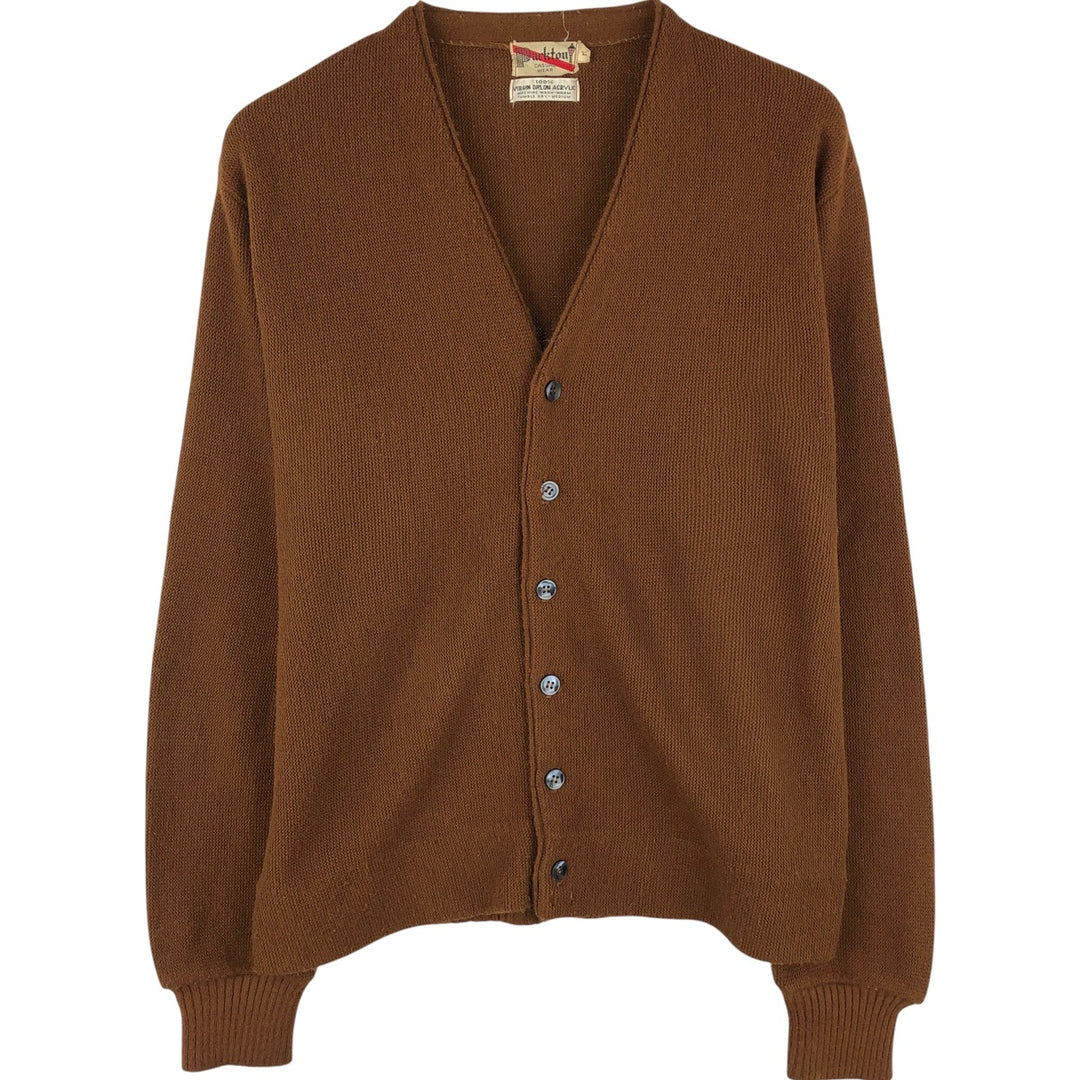 Vintage 1970'S Parkton Casual Wear Acrylic Knit Cardigan, Men's Size L acrylic brown type Vintage Second Hand