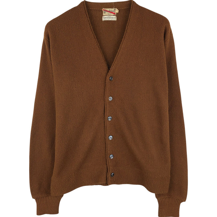 Vintage 1970'S Parkton Casual Wear Acrylic Knit Cardigan, Men's Size L acrylic brown type Vintage Second Hand