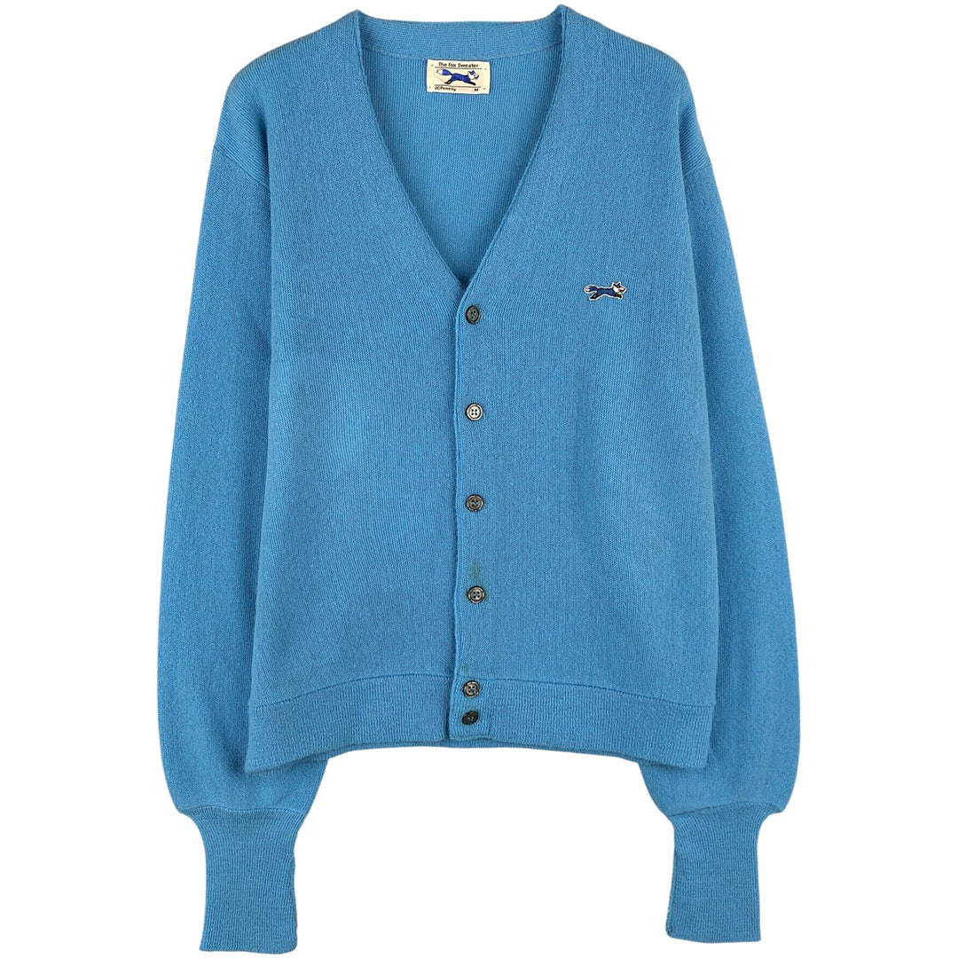 Vintage 70s-80'S JCPenney The Fox Sweater acrylic knit cardigan, men's size M unclear Blue type light blue Vintage Second Hand