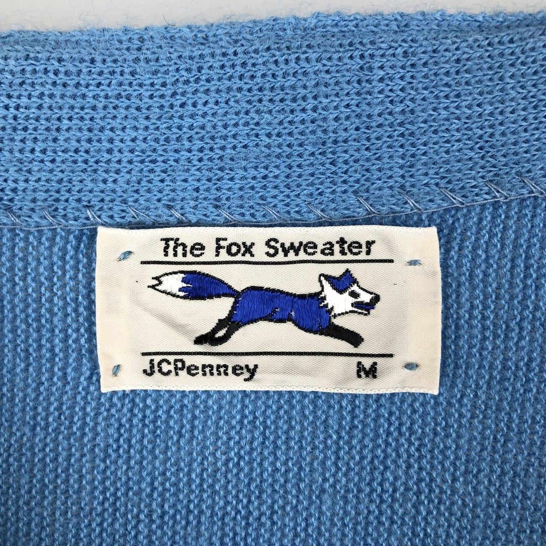 Vintage 70s-80'S JCPenney The Fox Sweater acrylic knit cardigan, men's size M unclear Blue type light blue Vintage Second Hand