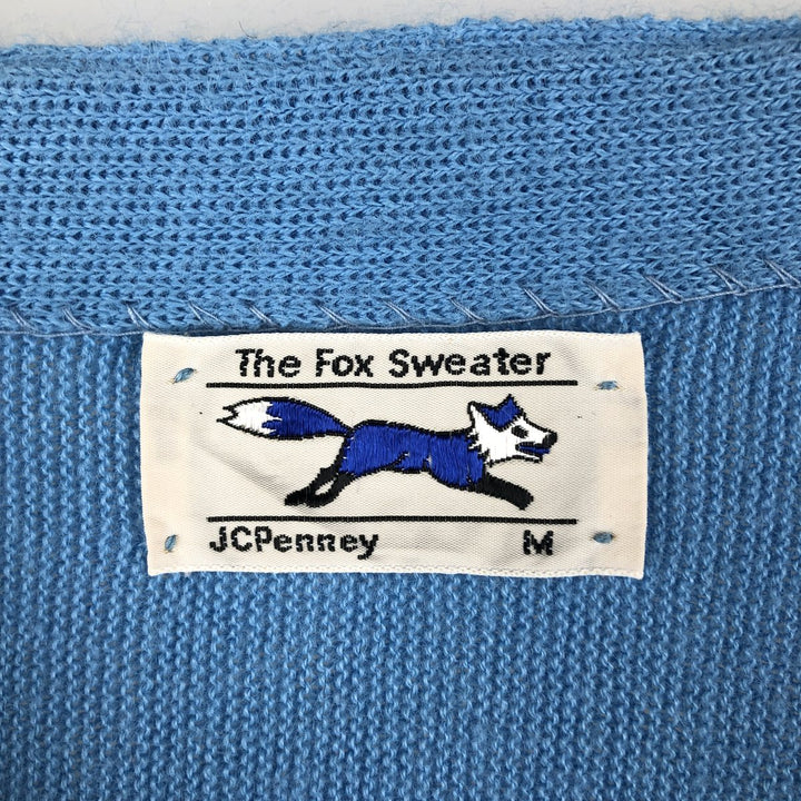 Vintage 70s-80'S JCPenney The Fox Sweater acrylic knit cardigan, men's size M unclear Blue type light blue Vintage Second Hand