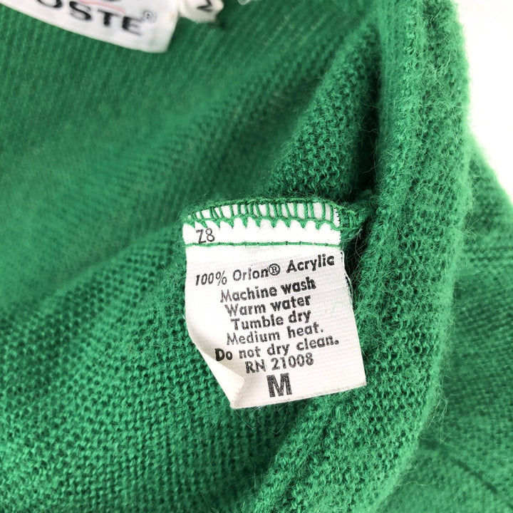 Vintage 1970'S Lacoste IZOD acrylic knit cardigan, men's size M acrylic green type Vintage Second Hand