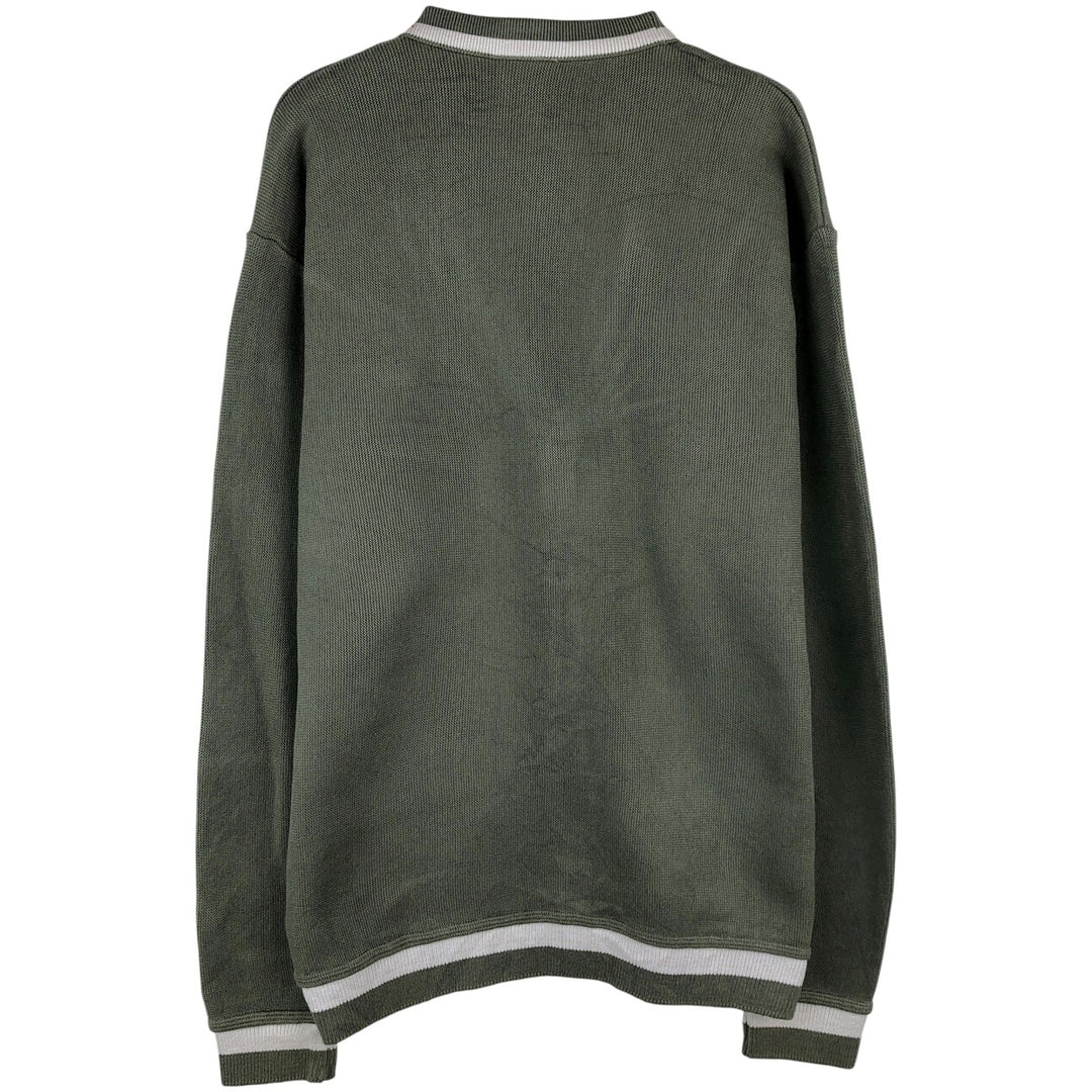 Lacoste 6 Acrylic Knit Cardigan, Made in France, Men's Size L cotton Khaki type sage green Vintage Second Hand