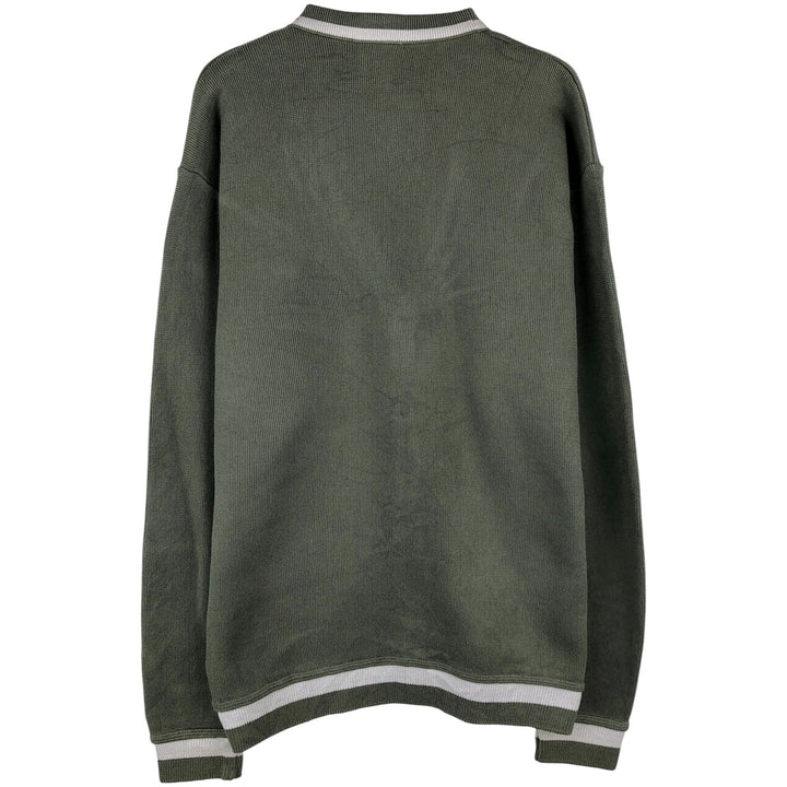 Lacoste 6 Acrylic Knit Cardigan, Made in France, Men's Size L cotton Khaki type sage green Vintage Second Hand