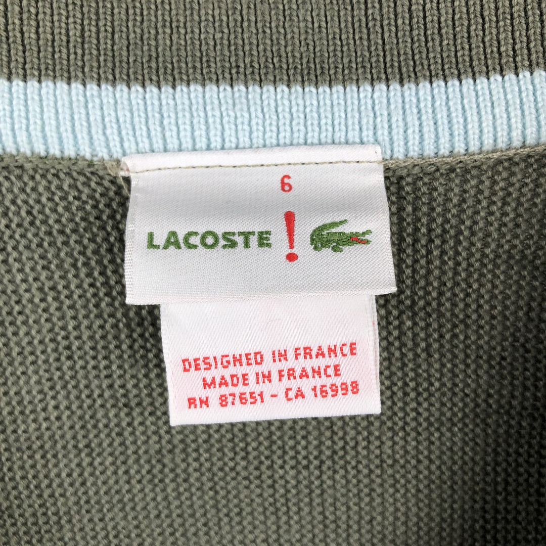 Lacoste 6 Acrylic Knit Cardigan, Made in France, Men's Size L cotton Khaki type sage green Vintage Second Hand