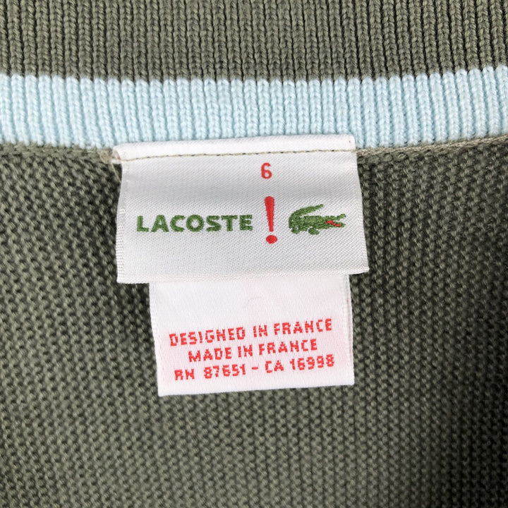 Lacoste 6 Acrylic Knit Cardigan, Made in France, Men's Size L cotton Khaki type sage green Vintage Second Hand