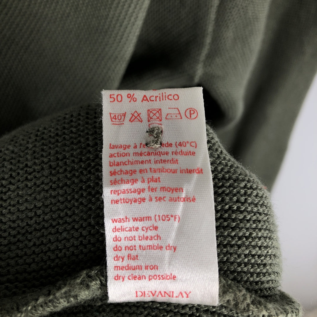 Lacoste 6 Acrylic Knit Cardigan, Made in France, Men's Size L cotton Khaki type sage green Vintage Second Hand