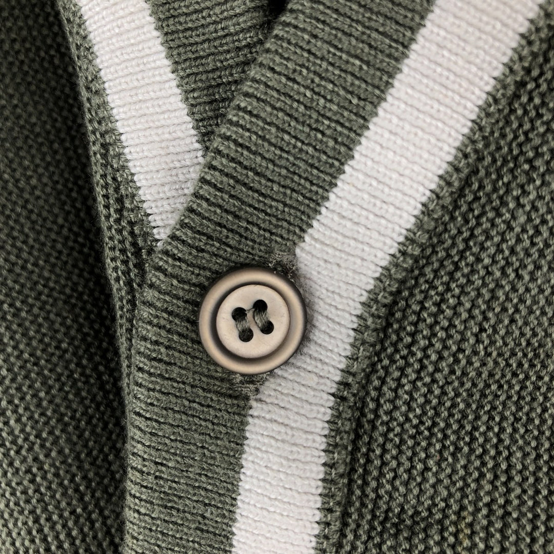 Lacoste 6 Acrylic Knit Cardigan, Made in France, Men's Size L cotton Khaki type sage green Vintage Second Hand