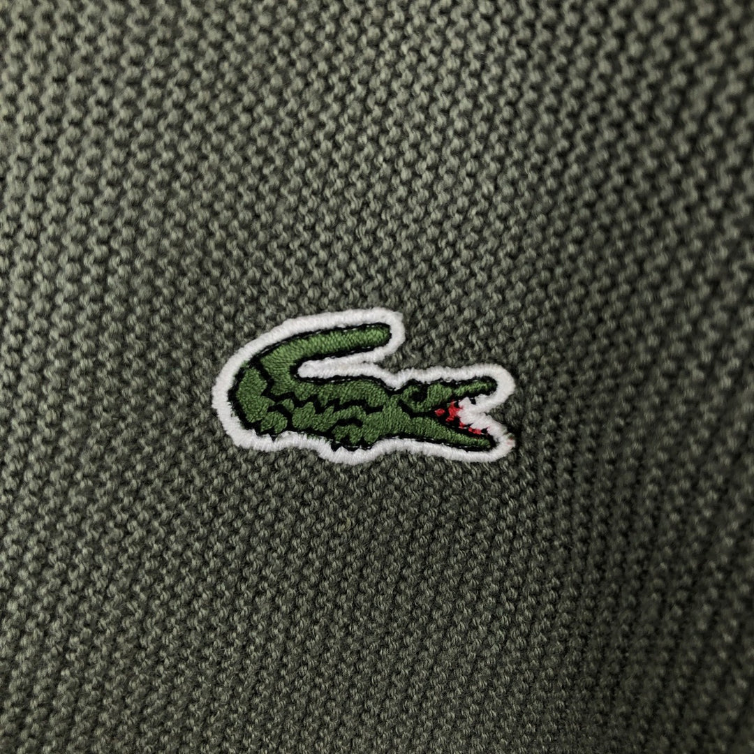 Lacoste 6 Acrylic Knit Cardigan, Made in France, Men's Size L cotton Khaki type sage green Vintage Second Hand