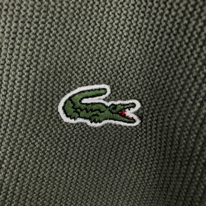 Lacoste 6 Acrylic Knit Cardigan, Made in France, Men's Size L cotton Khaki type sage green Vintage Second Hand