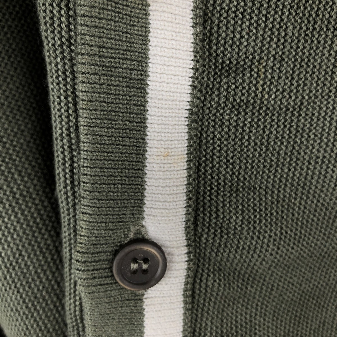 Lacoste 6 Acrylic Knit Cardigan, Made in France, Men's Size L cotton Khaki type sage green Vintage Second Hand