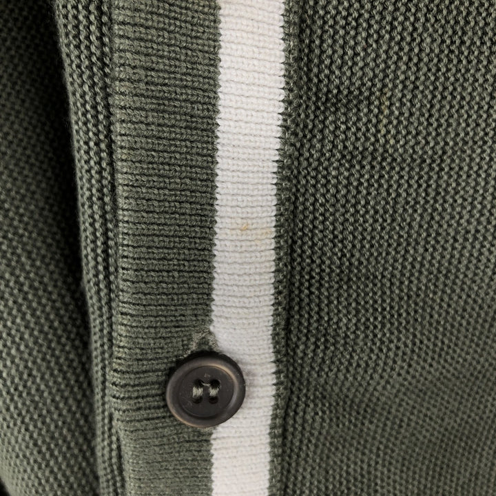 Lacoste 6 Acrylic Knit Cardigan, Made in France, Men's Size L cotton Khaki type sage green Vintage Second Hand