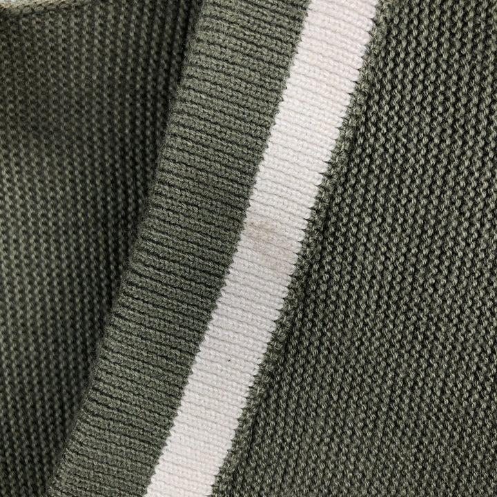 Lacoste 6 Acrylic Knit Cardigan, Made in France, Men's Size L cotton Khaki type sage green Vintage Second Hand