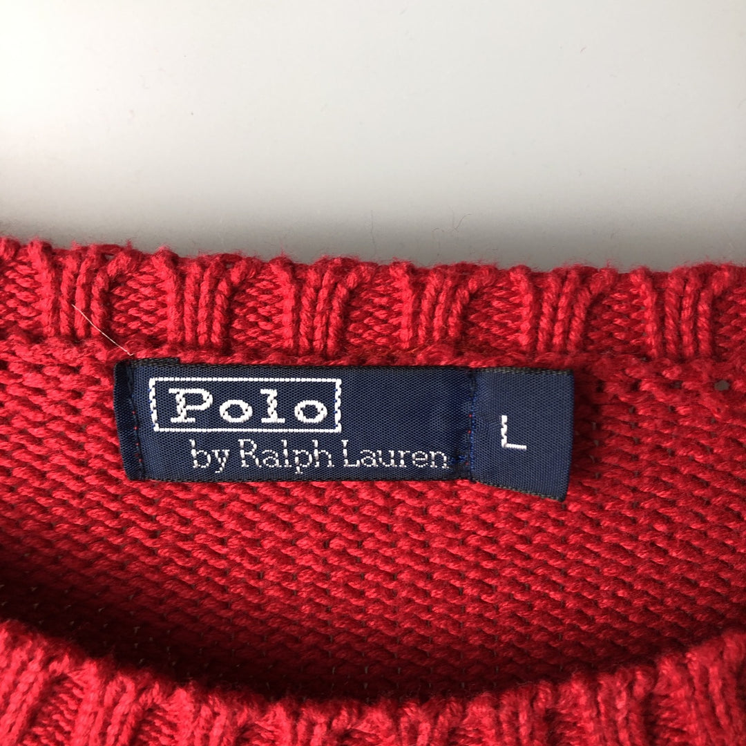Ralph Lauren POLO by Ralph Lauren knit sweater, men's size L unclear red type Vintage Second Hand