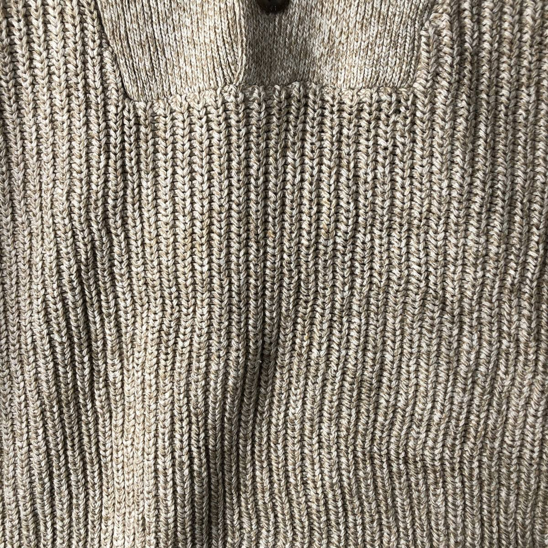 Eddie Bauer Henley Neck Cotton Knit Sweater Men's XL cotton Beige type Vintage Second Hand