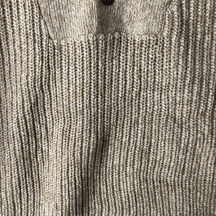 Eddie Bauer Henley Neck Cotton Knit Sweater Men's XL cotton Beige type Vintage Second Hand