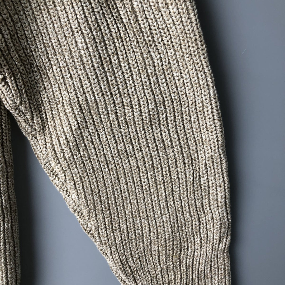 Eddie Bauer Henley Neck Cotton Knit Sweater Men's XL cotton Beige type Vintage Second Hand