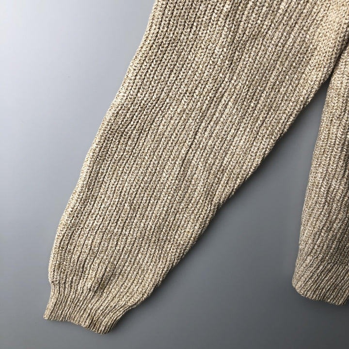 Eddie Bauer Henley Neck Cotton Knit Sweater Men's XL cotton Beige type Vintage Second Hand