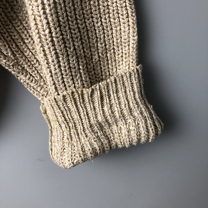 Eddie Bauer Henley Neck Cotton Knit Sweater Men's XL cotton Beige type Vintage Second Hand