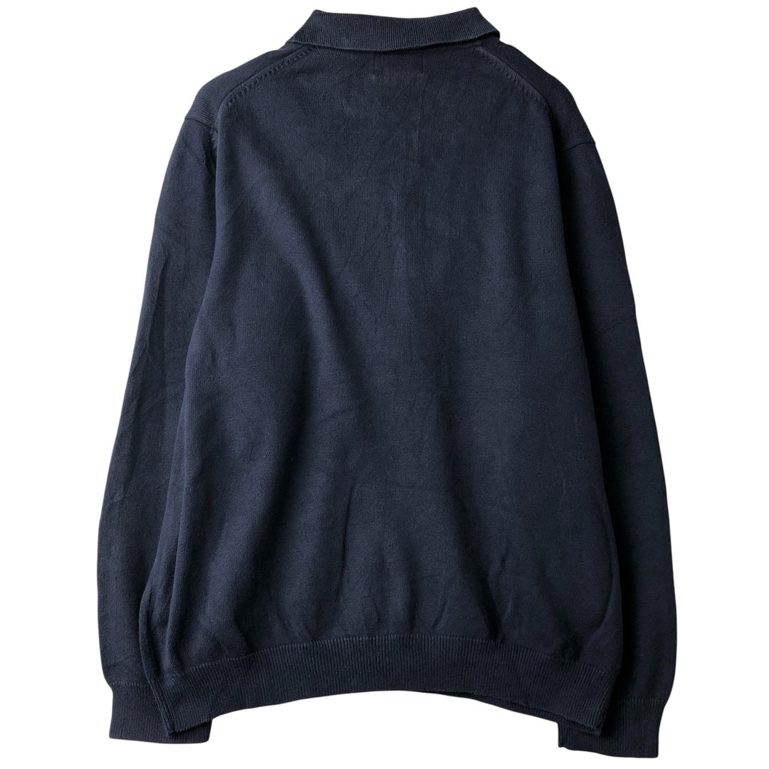 2000'S Eddie Bauer polo knit sweater, men's size XL cotton navy blue type Vintage Second Hand