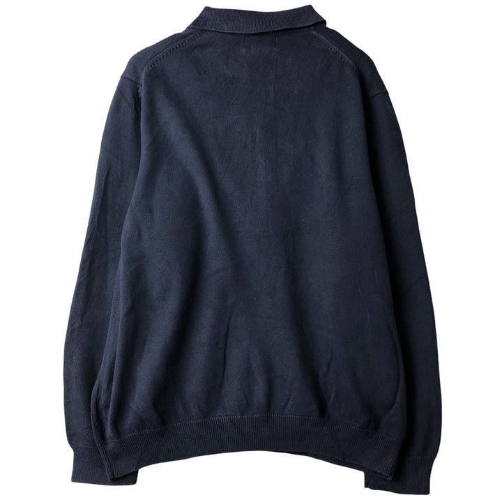 2000'S Eddie Bauer polo knit sweater, men's size XL cotton navy blue type Vintage Second Hand