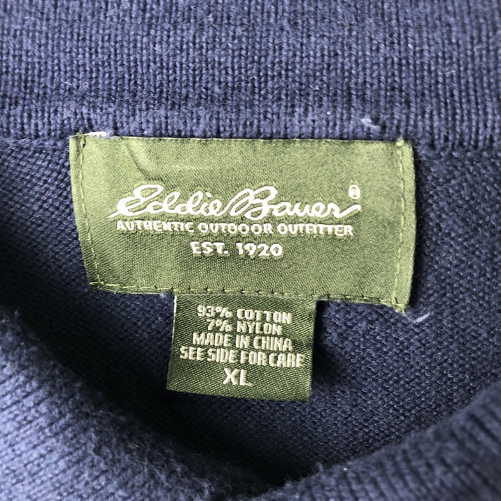 2000'S Eddie Bauer polo knit sweater, men's size XL cotton navy blue type Vintage Second Hand