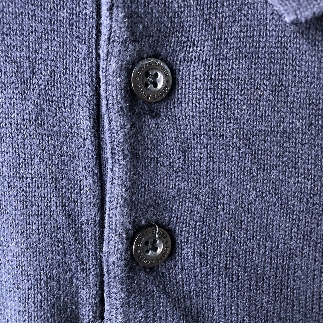 2000'S Eddie Bauer polo knit sweater, men's size XL cotton navy blue type Vintage Second Hand