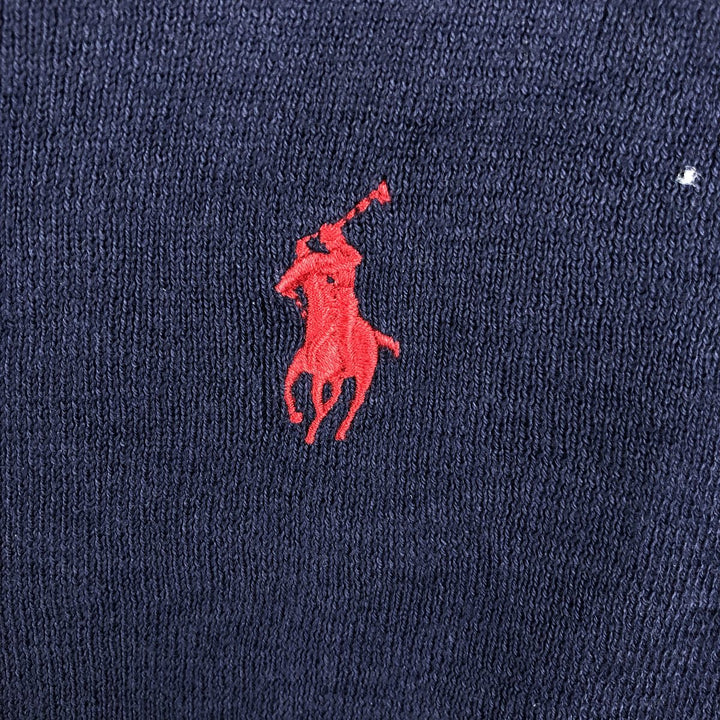 Ralph Lauren POLO by Ralph Lauren V-neck Pima cotton knit sweater, men's size L Pima Cotton navy blue type Vintage Second Hand