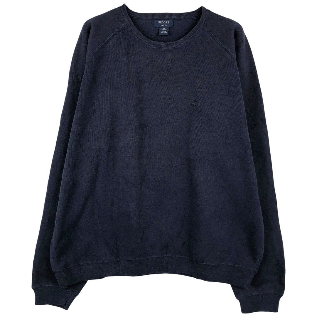Vintage 90'S Brooks SPORT cotton knit sweater, men's size XL cotton navy blue type Vintage Second Hand