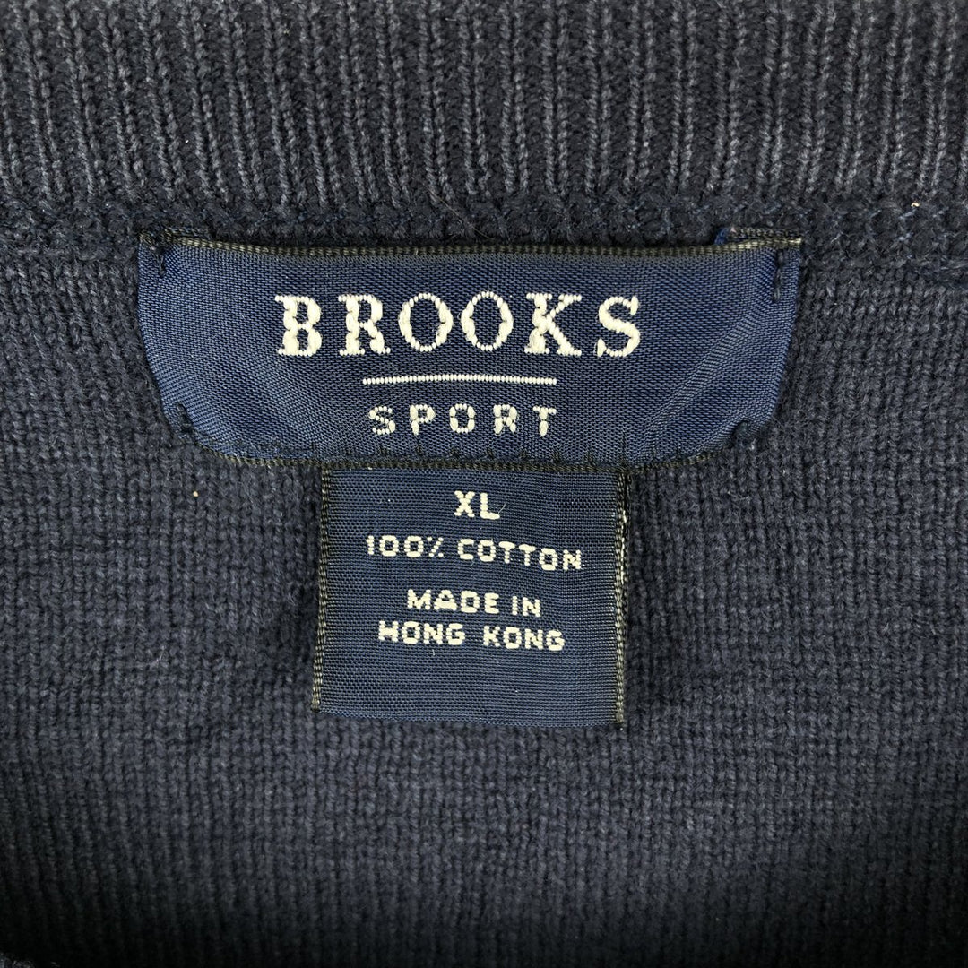Vintage 90'S Brooks SPORT cotton knit sweater, men's size XL cotton navy blue type Vintage Second Hand