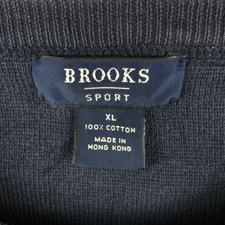 Vintage 90'S Brooks SPORT cotton knit sweater, men's size XL cotton navy blue type Vintage Second Hand