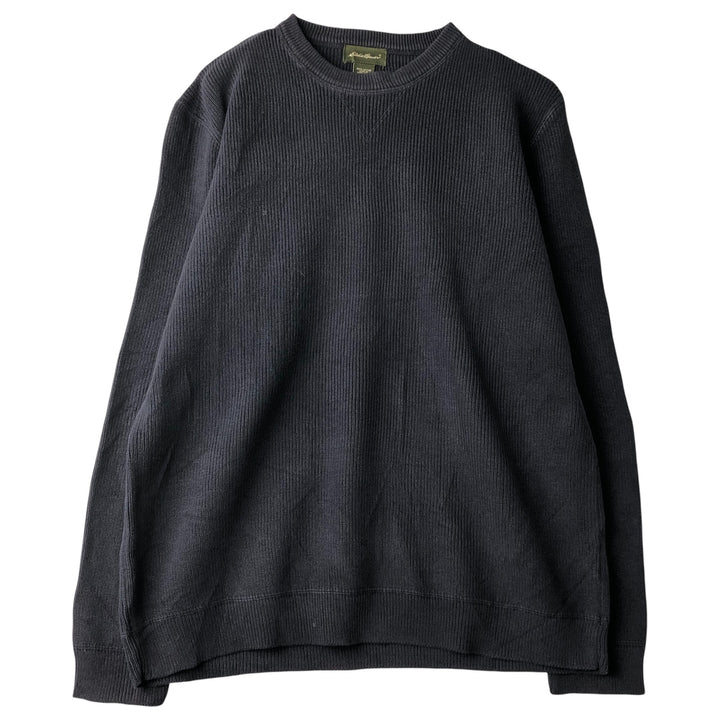 2000'S Eddie Bauer Ribbed Cotton Knit Sweater, Men's Size L cotton navy blue type Vintage Second Hand