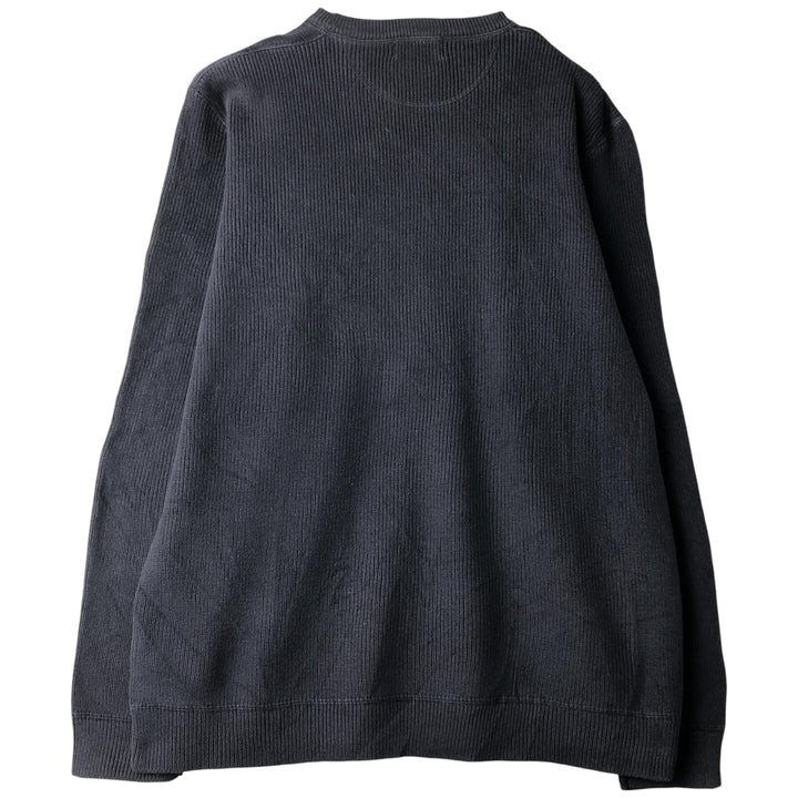 2000'S Eddie Bauer Ribbed Cotton Knit Sweater, Men's Size L cotton navy blue type Vintage Second Hand