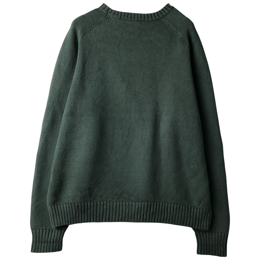 ~00'S LAND'S END Cotton Knit Sweater Men's XL cotton green type Vintage Second Hand