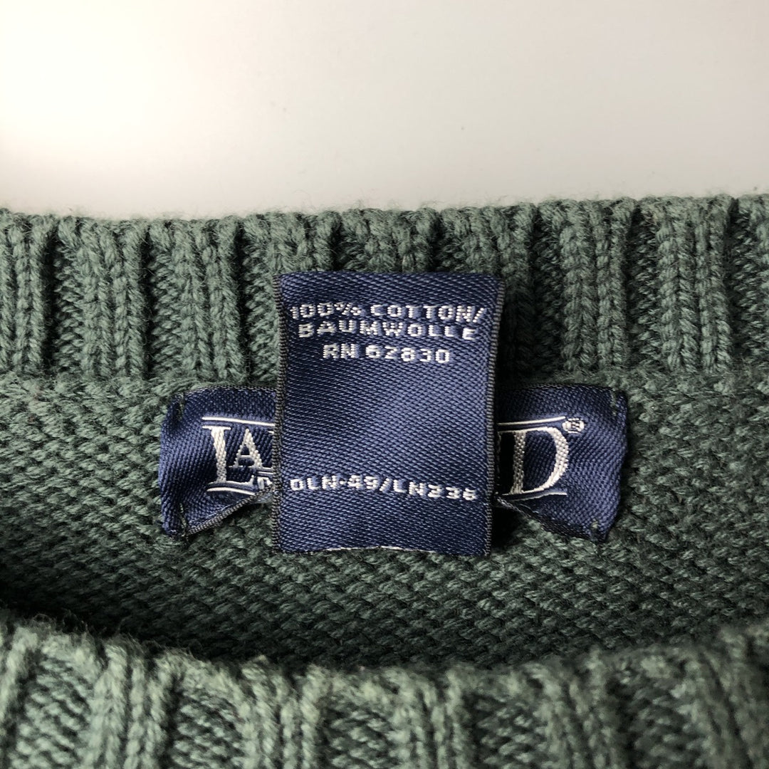 ~00'S LAND'S END Cotton Knit Sweater Men's XL cotton green type Vintage Second Hand