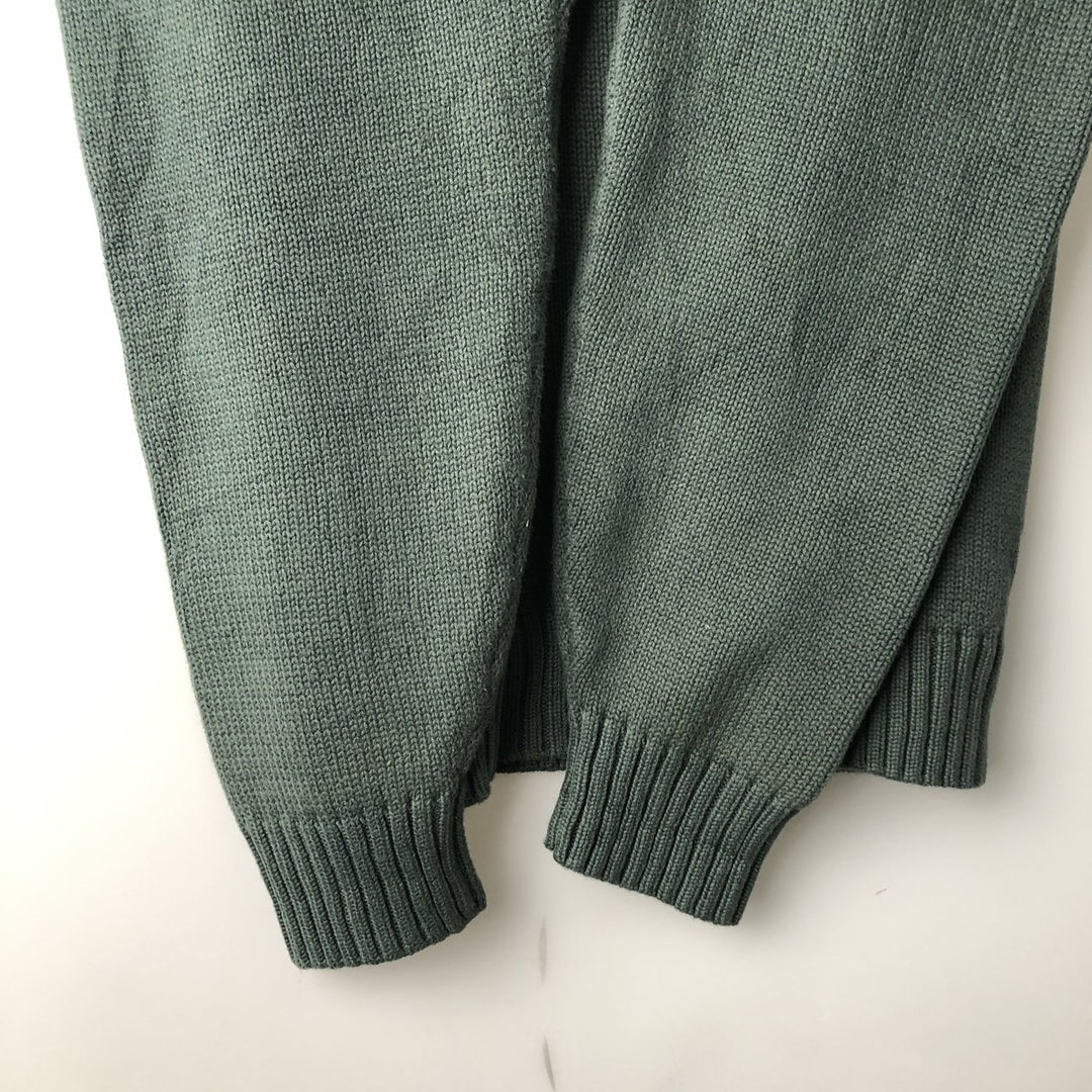 ~00'S LAND'S END Cotton Knit Sweater Men's XL cotton green type Vintage Second Hand