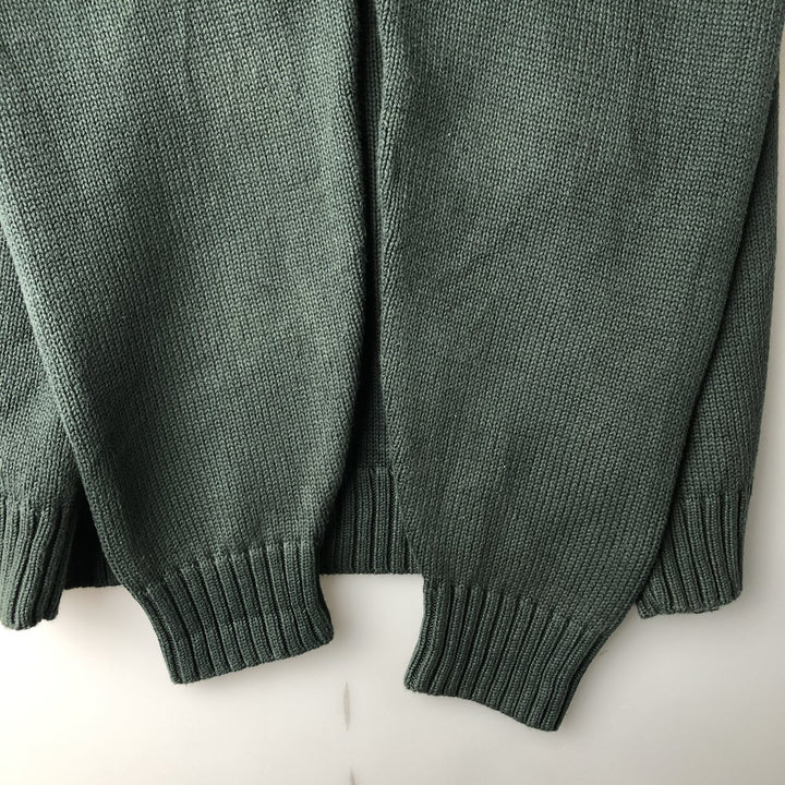 ~00'S LAND'S END Cotton Knit Sweater Men's XL cotton green type Vintage Second Hand