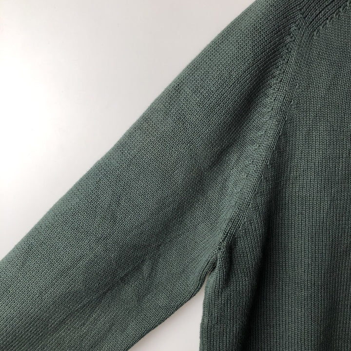 ~00'S LAND'S END Cotton Knit Sweater Men's XL cotton green type Vintage Second Hand
