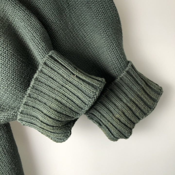 ~00'S LAND'S END Cotton Knit Sweater Men's XL cotton green type Vintage Second Hand