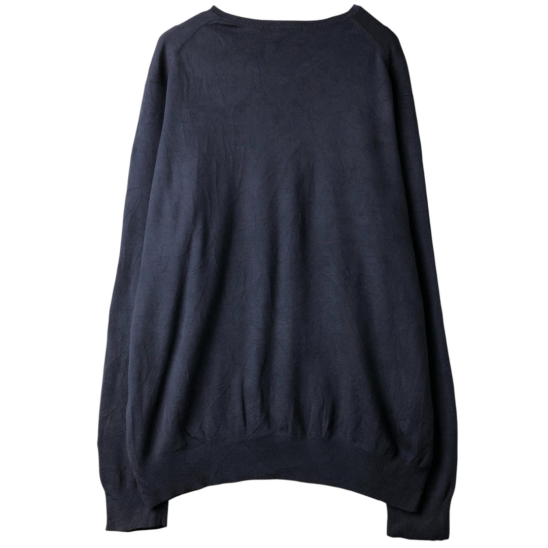 Ralph Lauren POLO by Ralph Lauren V-neck Pima cotton knit sweater, men's size XL Pima Cotton navy blue type Vintage Second Hand