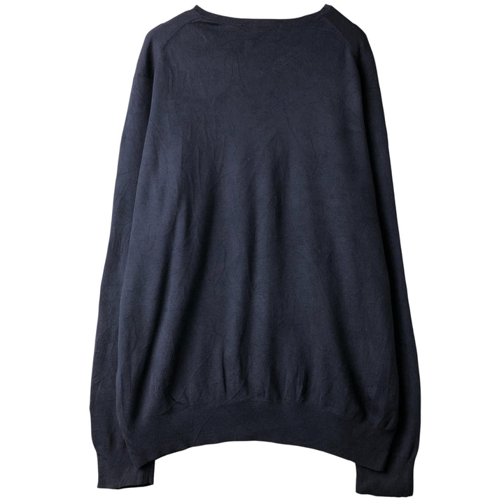 Ralph Lauren POLO by Ralph Lauren V-neck Pima cotton knit sweater, men's size XL Pima Cotton navy blue type Vintage Second Hand