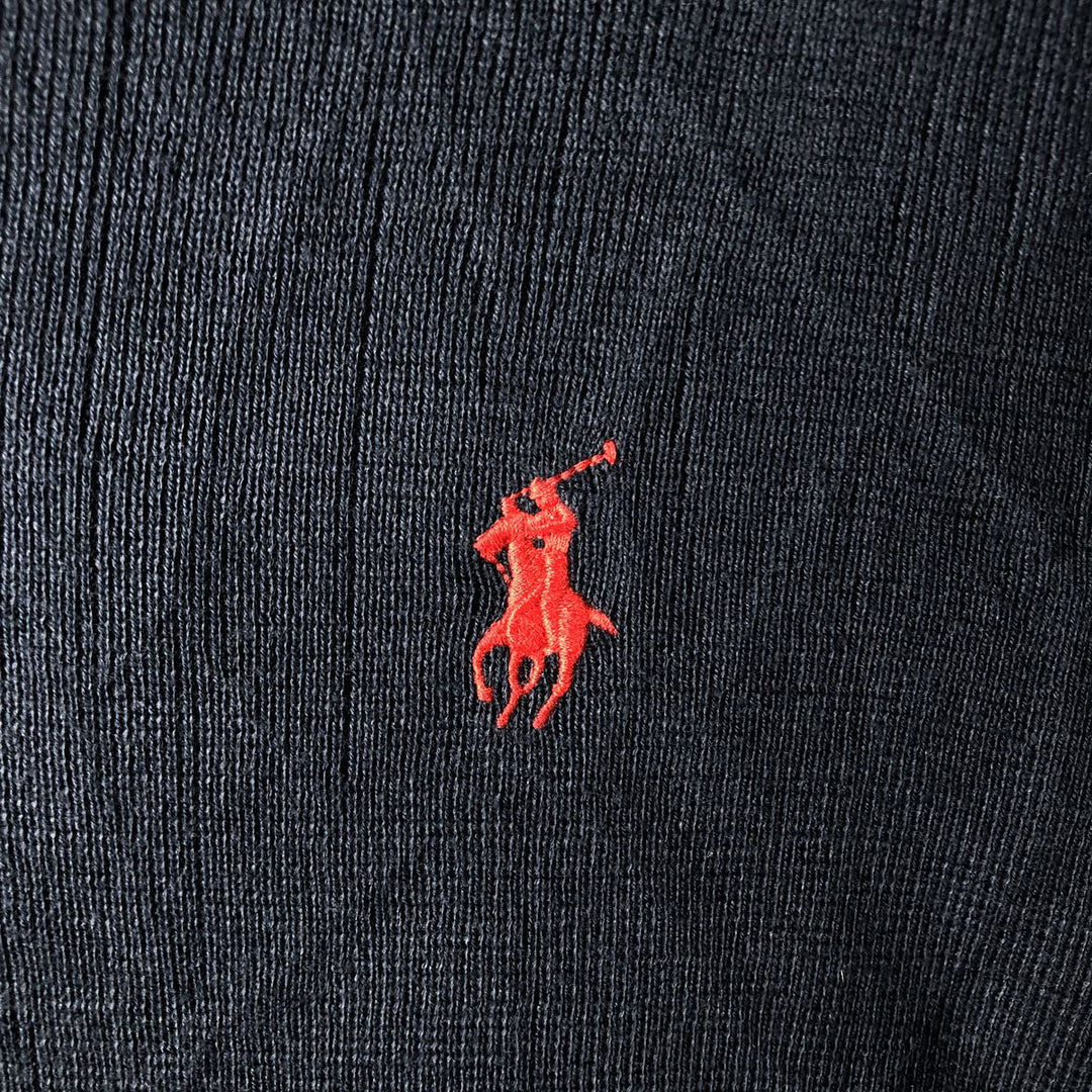Ralph Lauren POLO by Ralph Lauren V-neck Pima cotton knit sweater, men's size XL Pima Cotton navy blue type Vintage Second Hand