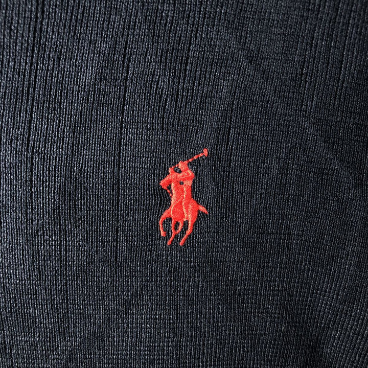 Ralph Lauren POLO by Ralph Lauren V-neck Pima cotton knit sweater, men's size XL Pima Cotton navy blue type Vintage Second Hand