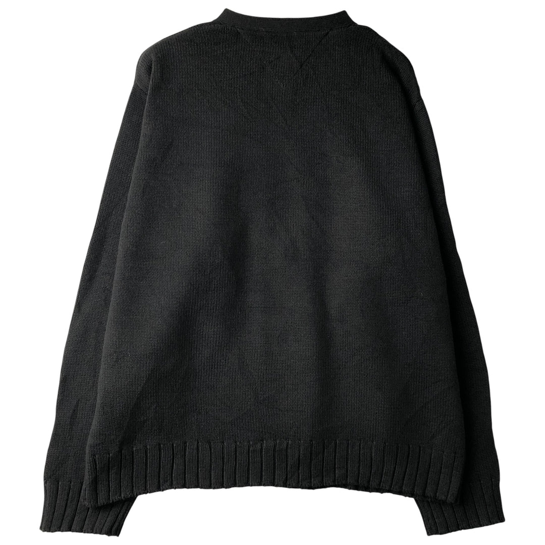 Vintage 90'S Tommy Hilfiger V-neck cotton knit sweater, size L, men's size L cotton black type Vintage Second Hand