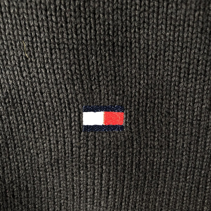 Vintage 90'S Tommy Hilfiger V-neck cotton knit sweater, size L, men's size L cotton black type Vintage Second Hand